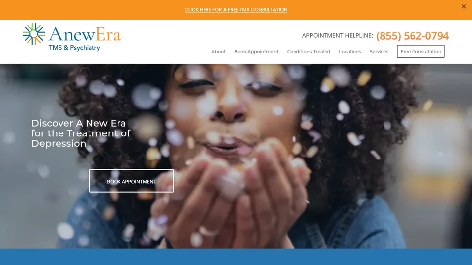 Anew Era TMS & Psychiatry website homepage
