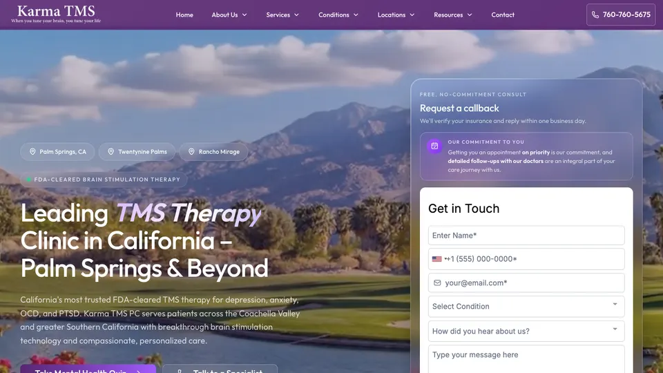 Karma TMS website homepage