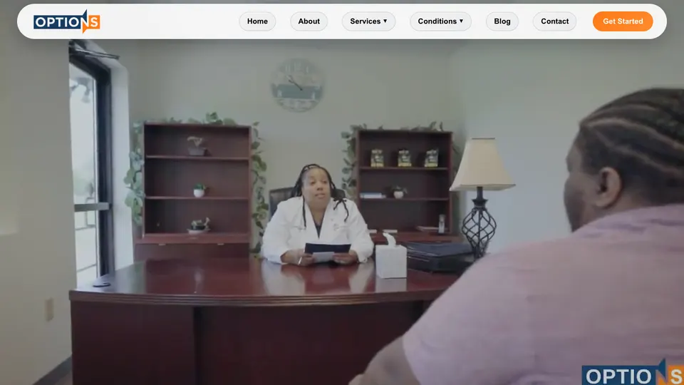 Options Psychiatry website homepage